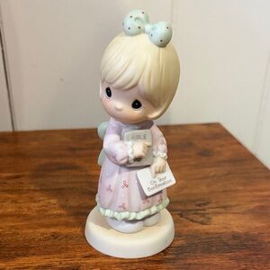 Enesco Precious Moments Figurine with Pink Dress and Confirmed in the Lord
